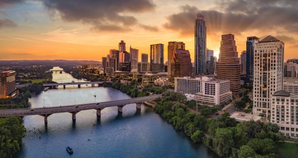 The Austin skyline, illustrating the Texas housing context.