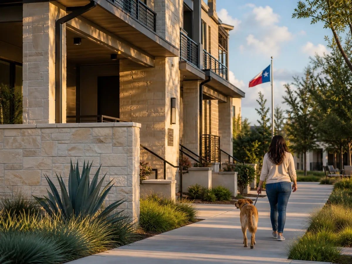 An apartment community in Texas, representing a renter housing request.